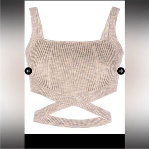 Cult Gaia Taupe Ribbed Crop Top